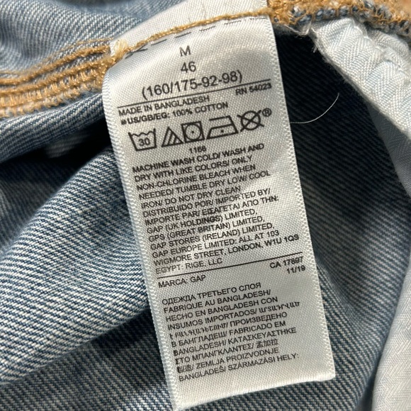 GAP Women’s Denim Overalls Medium Slouch Fit Blue Jean Overalls 25” Inseam - Picture 6 of 7